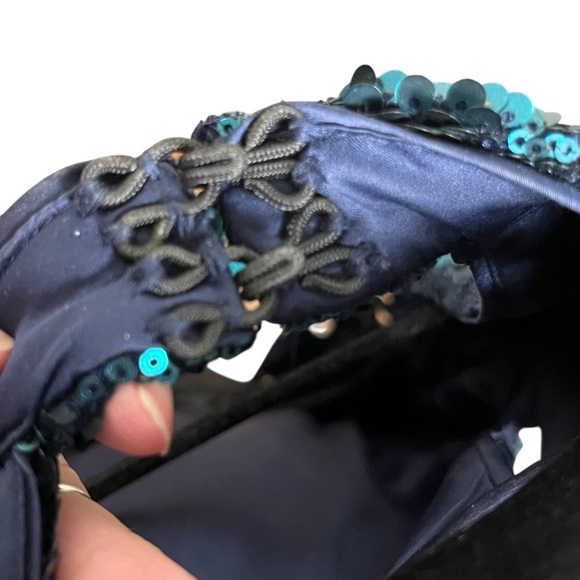 Free People Teal Sequined Chantes Holiday Backless Blouson Sleeves Dress Size 2 - Picture 11 of 16